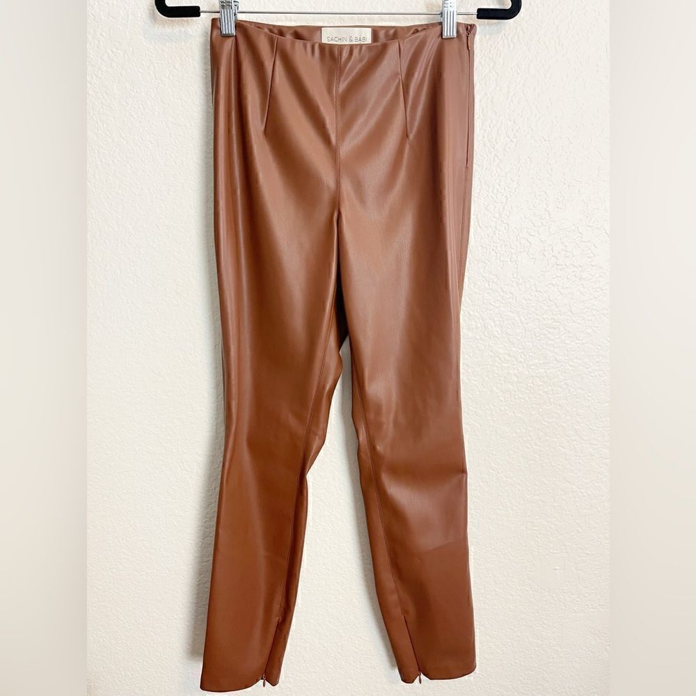 Anthropologie x Sachin & Babi Meagan Vegan legging pants in cognac.  NWT  size 0 - Picture 4 of 12
